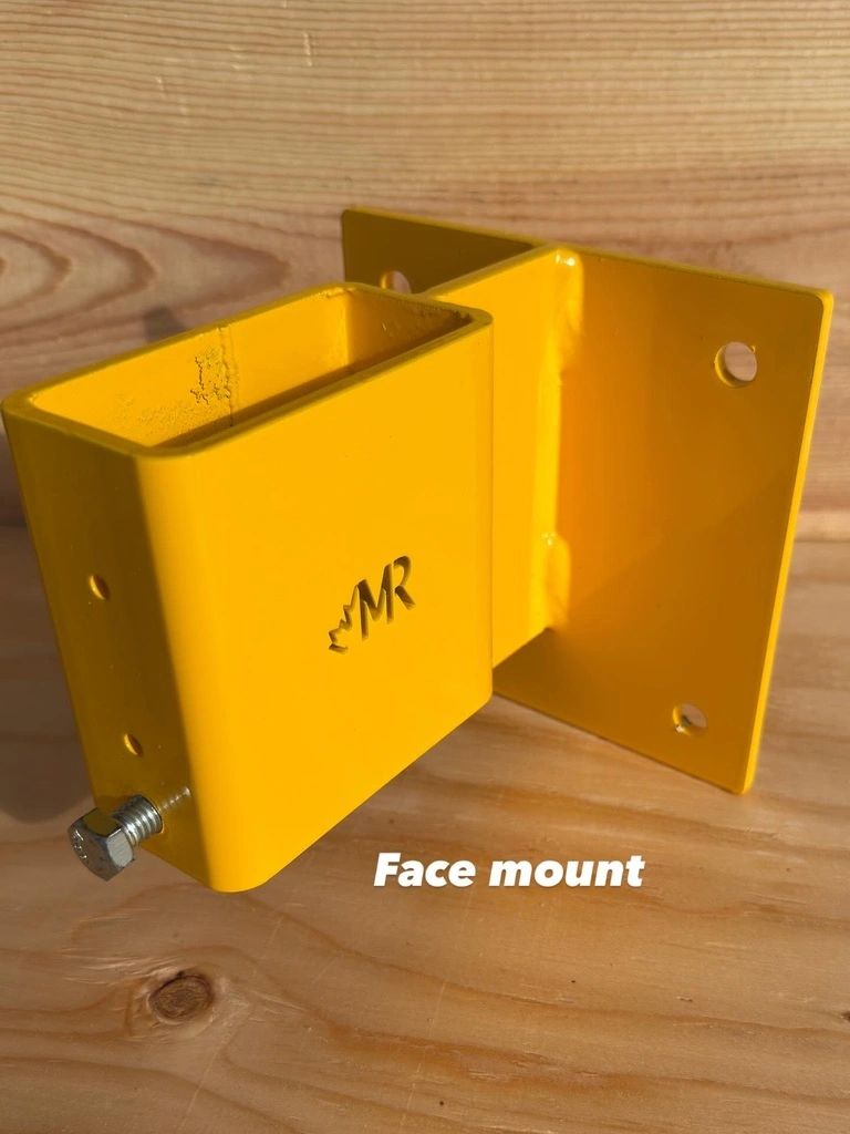 Face mount yellow steel bracket construction